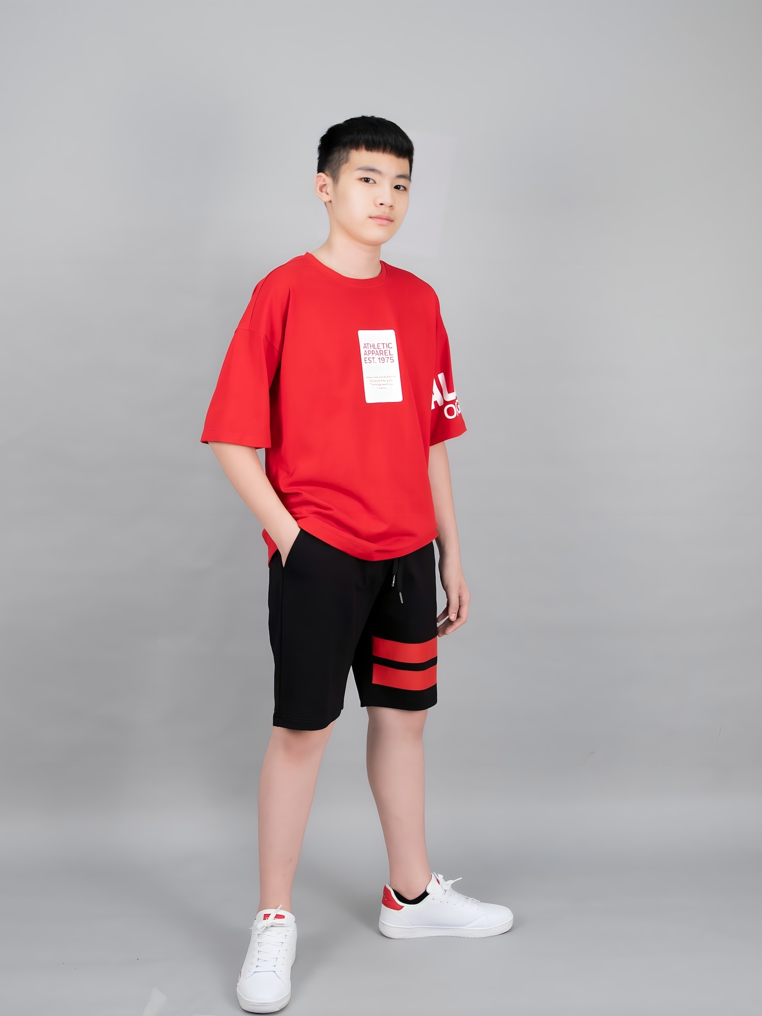 Áo phông dáng rộng đỏ ALWA_thumbnail_3