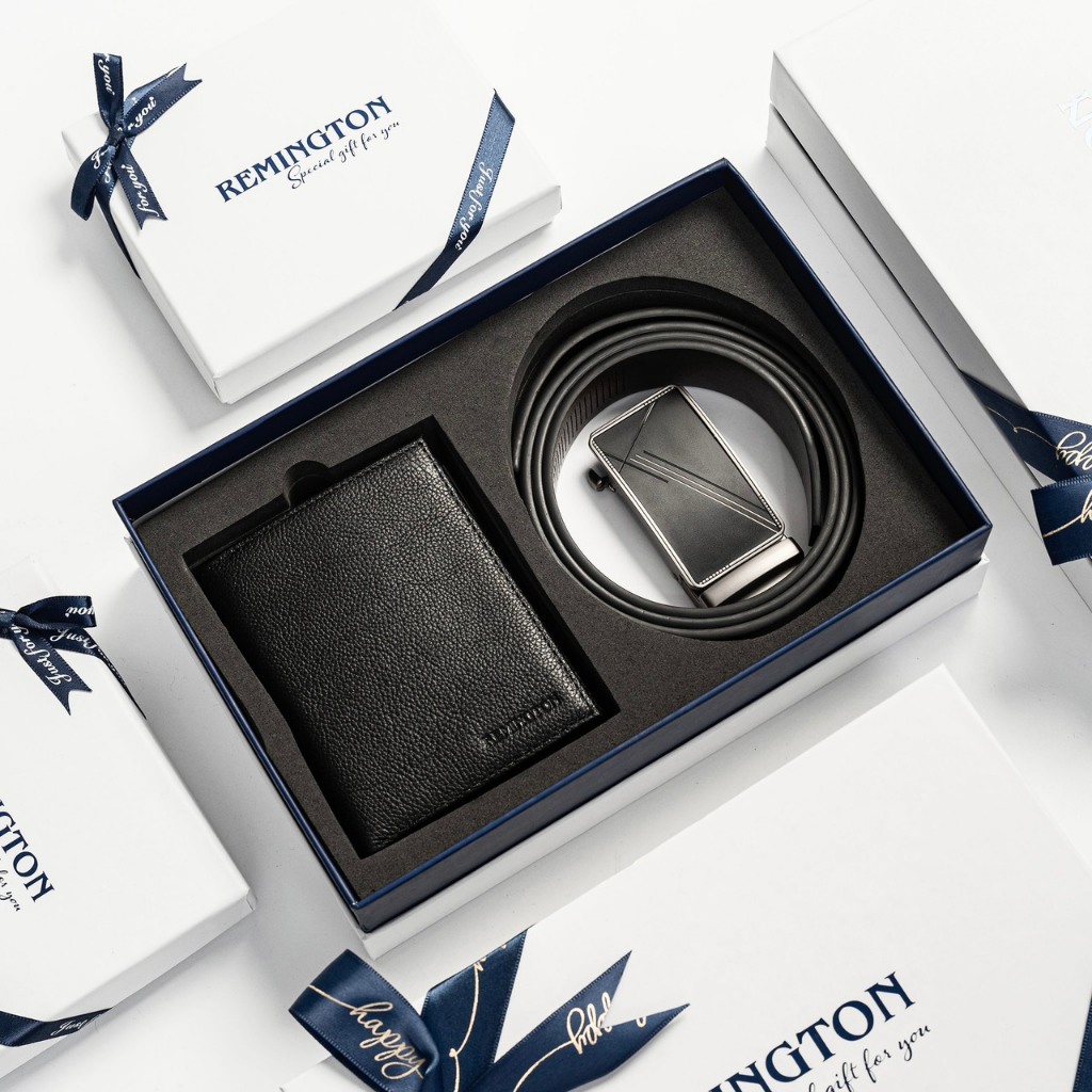 Set ví thắt lưng nam fullbox chính hãng Remington Harmony in free 3 ảnh và tặng kèm hộp, túi giấy làm quà tặng ny, bố