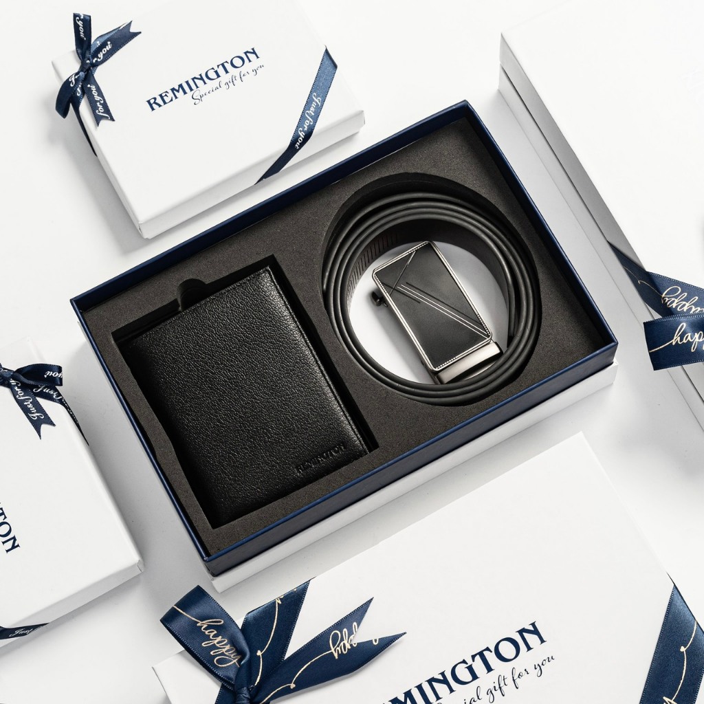 combo ví thắt lưng fullbox chính hãng Remington Ralp in free 3 ảnh và tặng kèm hộp, túi giấy làm quà tặng ny hoặc bố