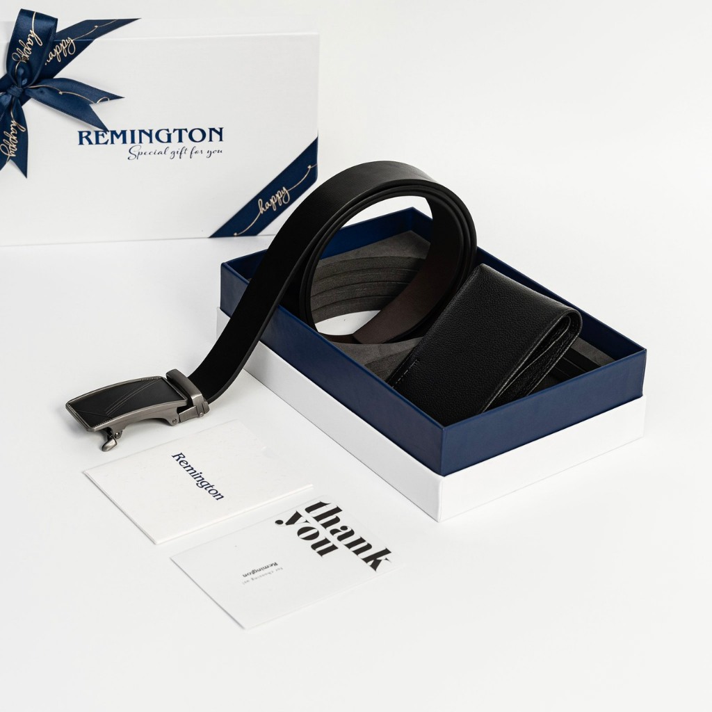 Combo ví thắt lưng nam fullbox chính hãng Remington Harmony in free 3 ảnh và tặng kèm hộp, túi giấy làm quà tặng ny, bố_thumbnail_1