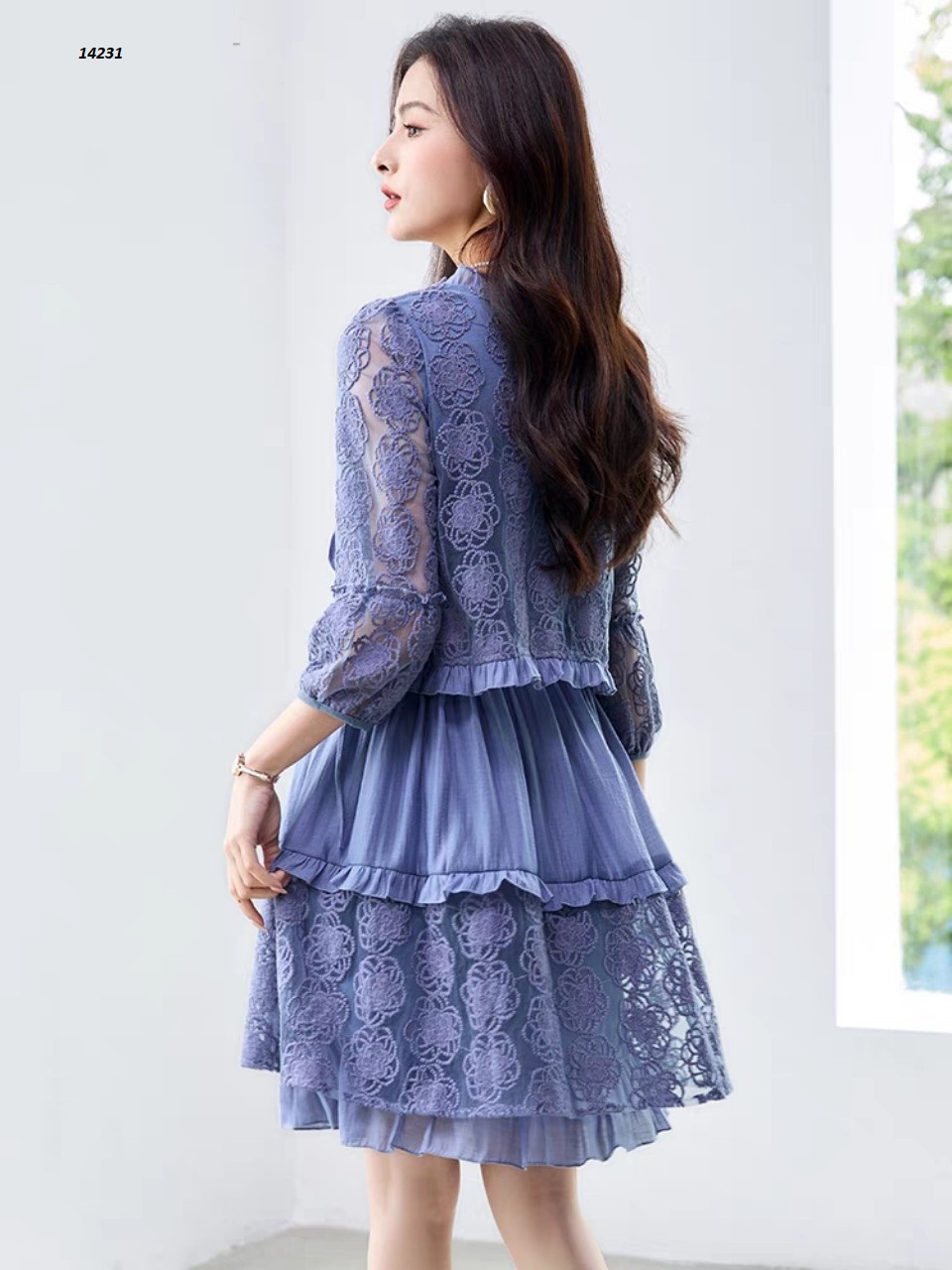 14231-Đầm voan ren dáng A tay lở xám xanh ( voan,ren)_thumbnail_6