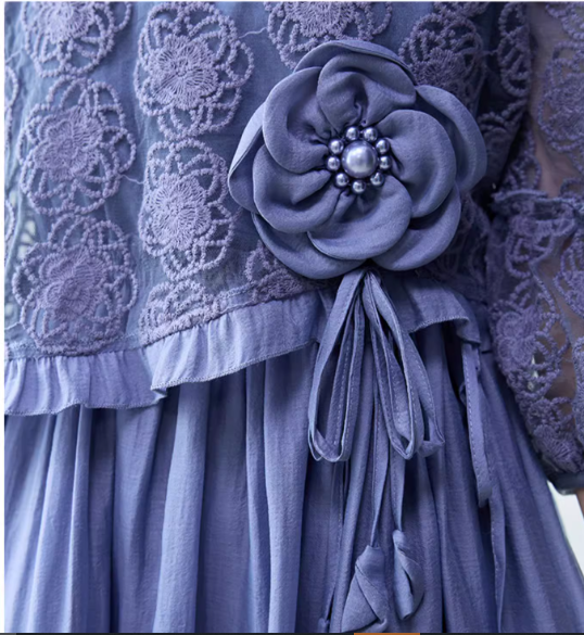 14231-Đầm voan ren dáng A tay lở xám xanh ( voan,ren)_thumbnail_5