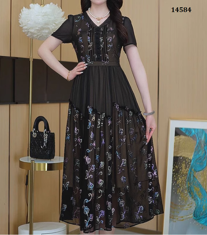 14584-Đầm voan thêu chỉ đa sắc cách điệu (voan. lót)_thumbnail_0