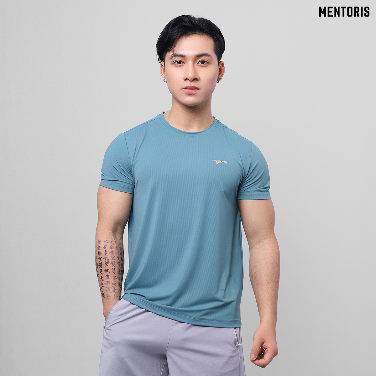 Áo thun thể thao thun lạnh sọc gân cao cấp MTS02