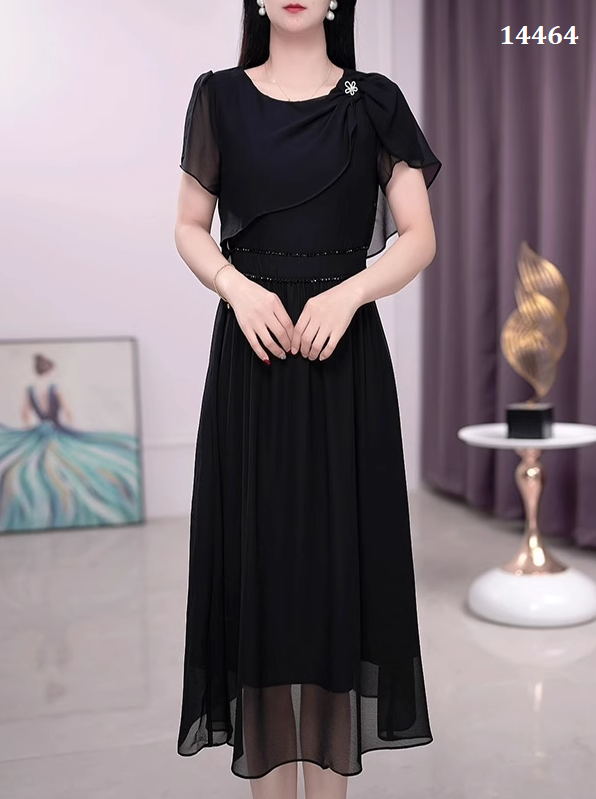 14464-Đầm voan thiết kế dáng dài đính dây đá eo_thumbnail_0