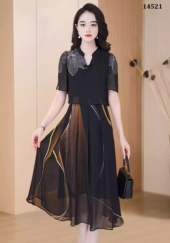 14521-Đầm voan giả rời cổ  tàu kết nút cách điệu ( voan, lót)_thumbnail_3