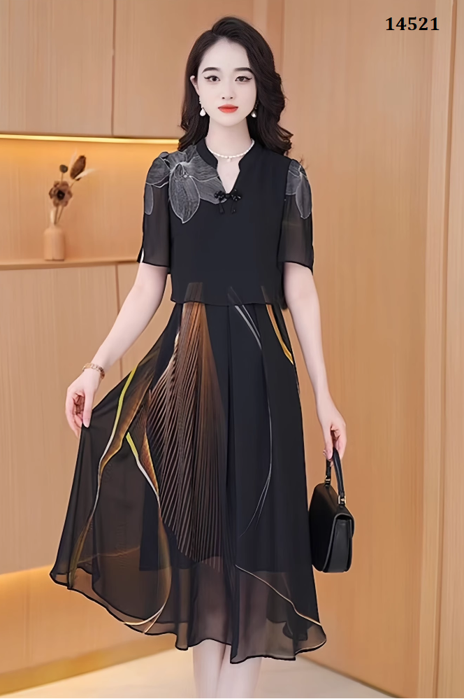 14521-Đầm voan giả rời cổ  tàu kết nút cách điệu ( voan, lót)_thumbnail_0