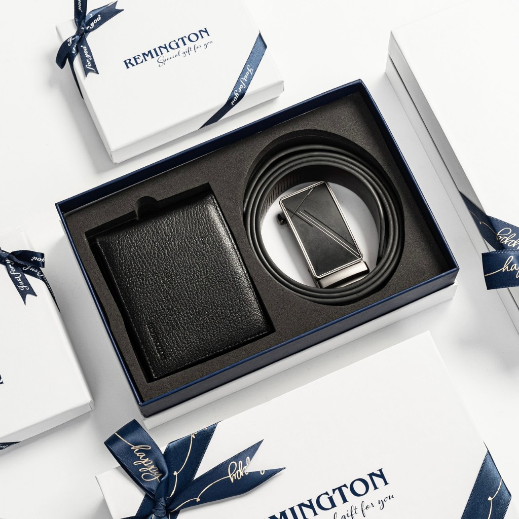 Set thắt lưng ví nam fullbox chính hãng Remington Ralp in free 3 ảnh và tặng kèm hộp, túi giấy làm quà tặng ny hoặc bố