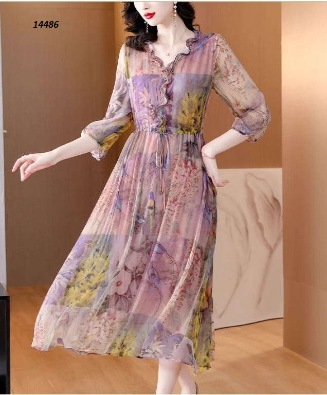 14486-Đầm xòe tay lỡ in họa tiết hình chim sáo_thumbnail_5