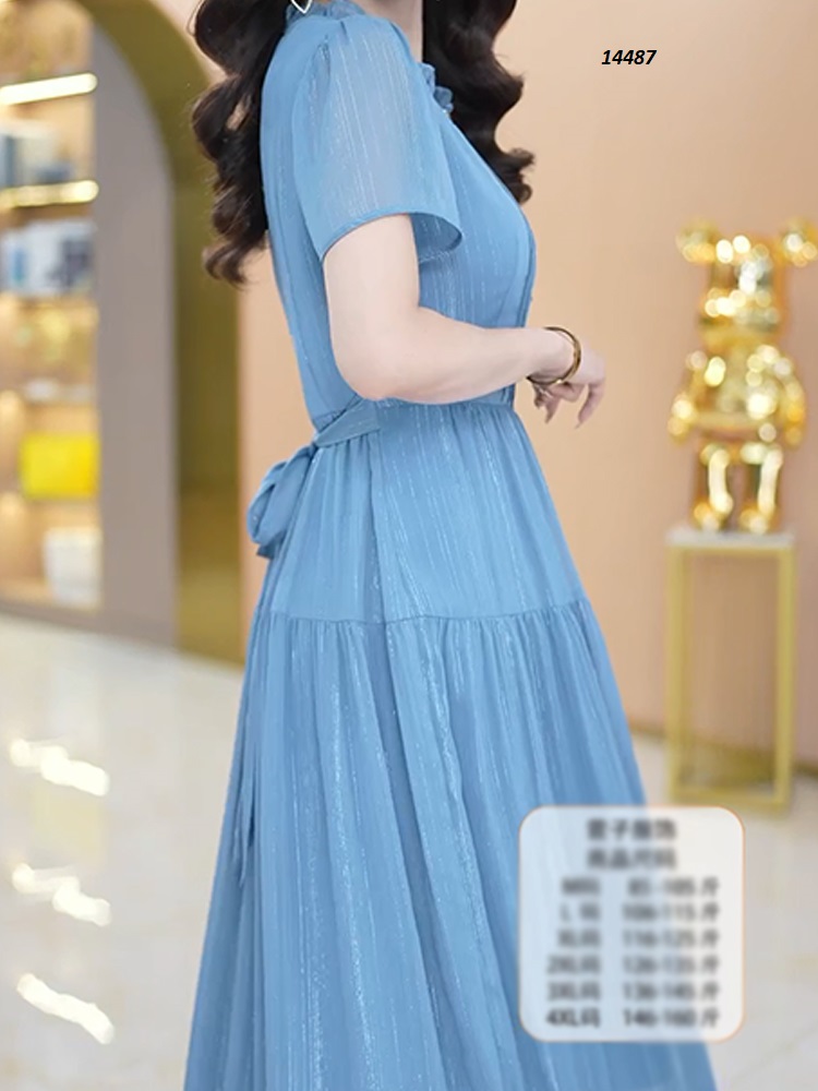 14487-Đầm xòe màu xanh biển dáng dài xếp ly ngực_thumbnail_0
