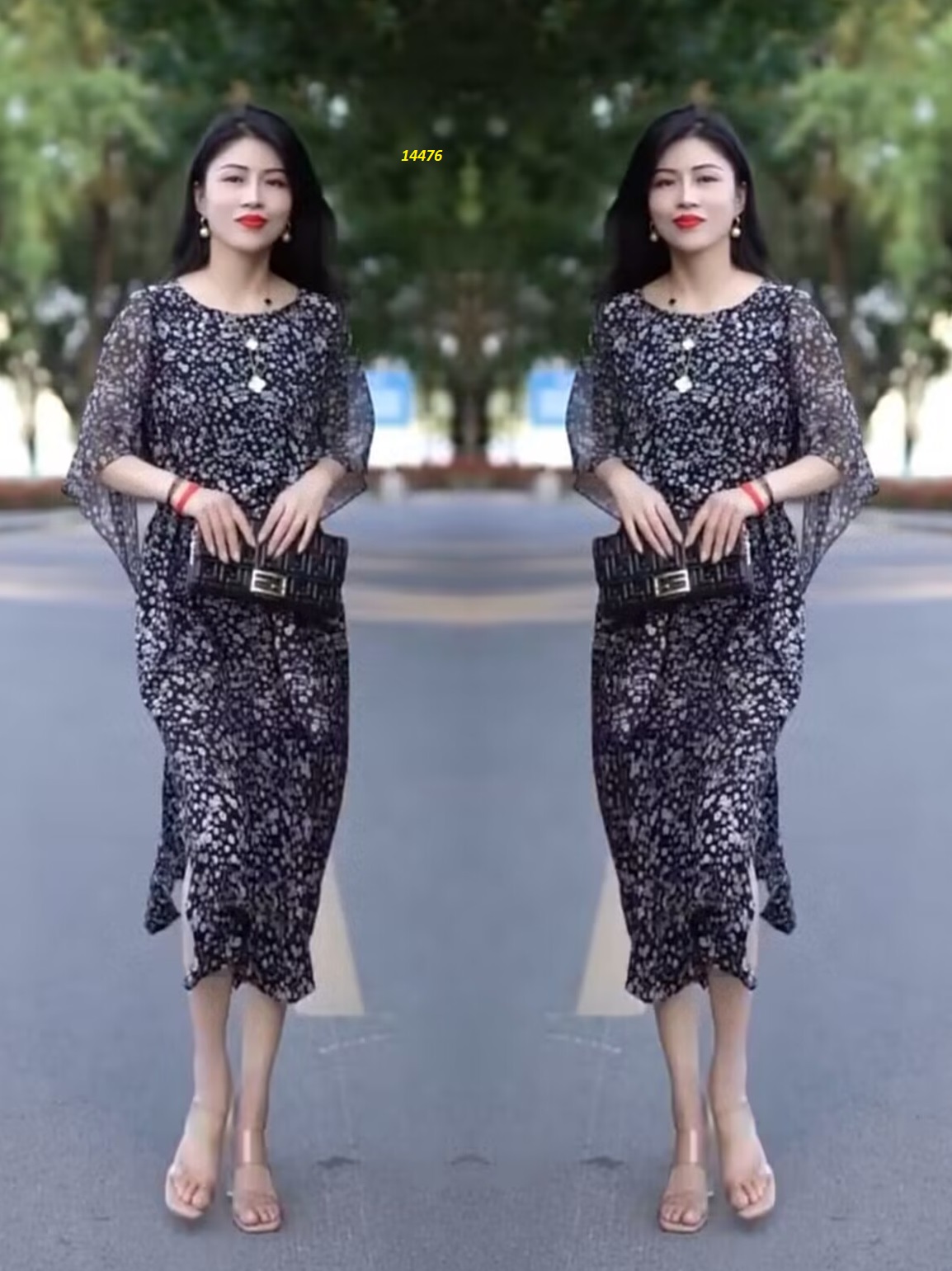 14476-Đầm voan suông thắt eo phối kiểu tay cách điệu_thumbnail_0