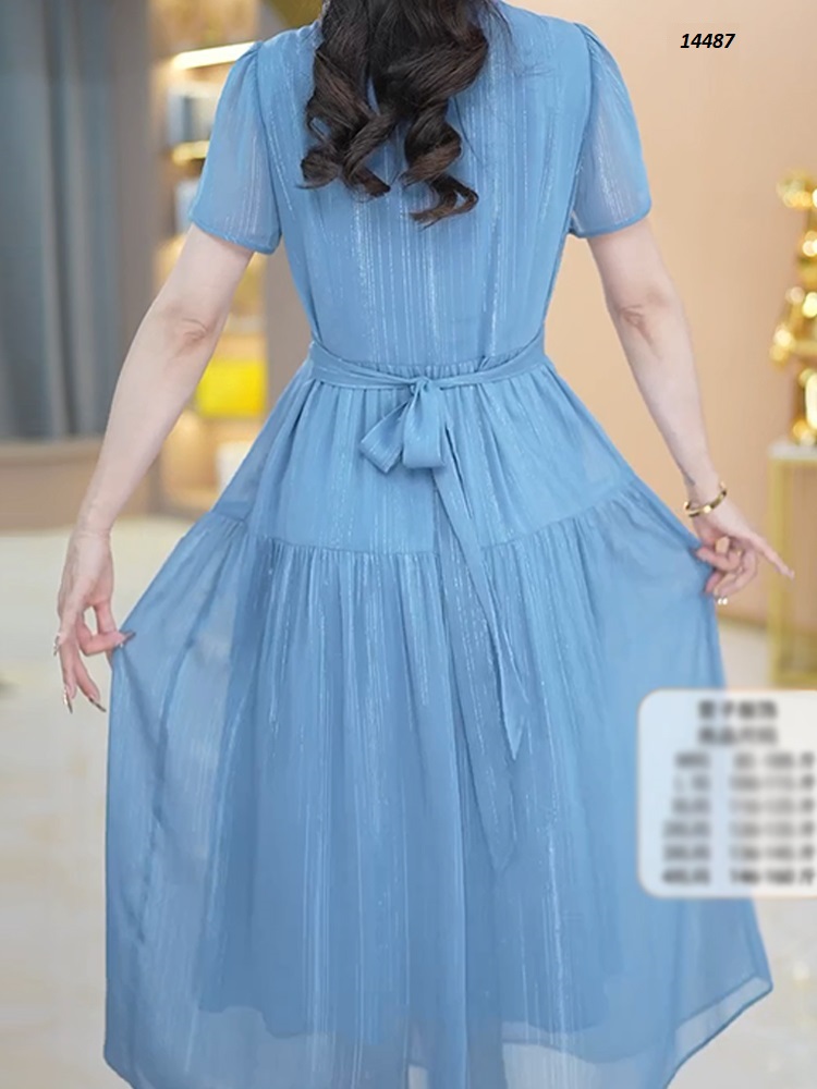 14487-Đầm xòe màu xanh biển dáng dài xếp ly ngực_thumbnail_2