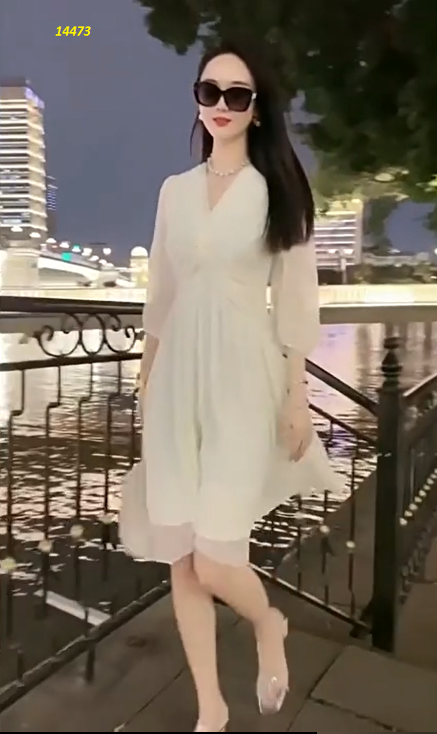 14473-Đầm voan xòe dự tiệc kiểu xoắn ngực (đen, trắng)_thumbnail_3