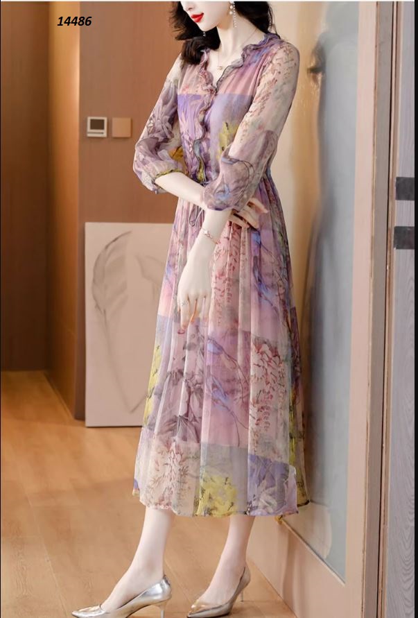 14486-Đầm xòe tay lỡ in họa tiết hình chim sáo_thumbnail_2