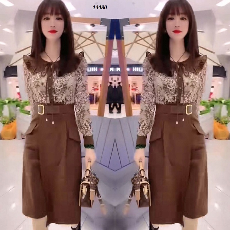 14480-Đầm body nâu phối voan hoa _thumbnail_2
