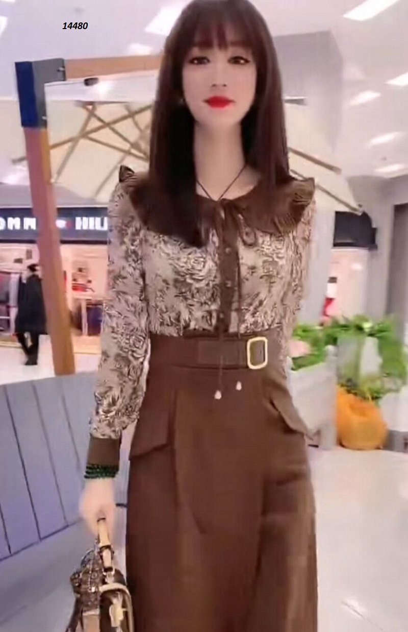 14480-Đầm body nâu phối voan hoa _thumbnail_1
