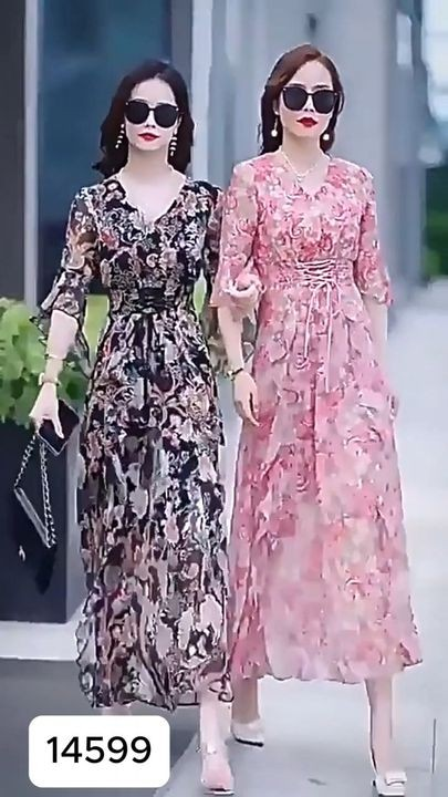 14599-Đầm voan tay lở  eo thắt  dây  rút cách điệu ( voan ,lót)_thumbnail_0