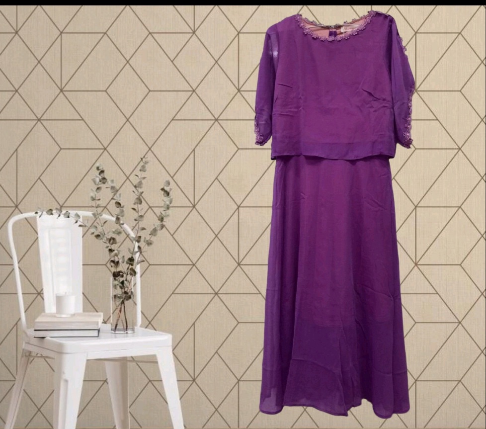 14218-Đầm voan tay xẻ  viền ren hoa giả kiểu rời ( voan,lót)_thumbnail_0