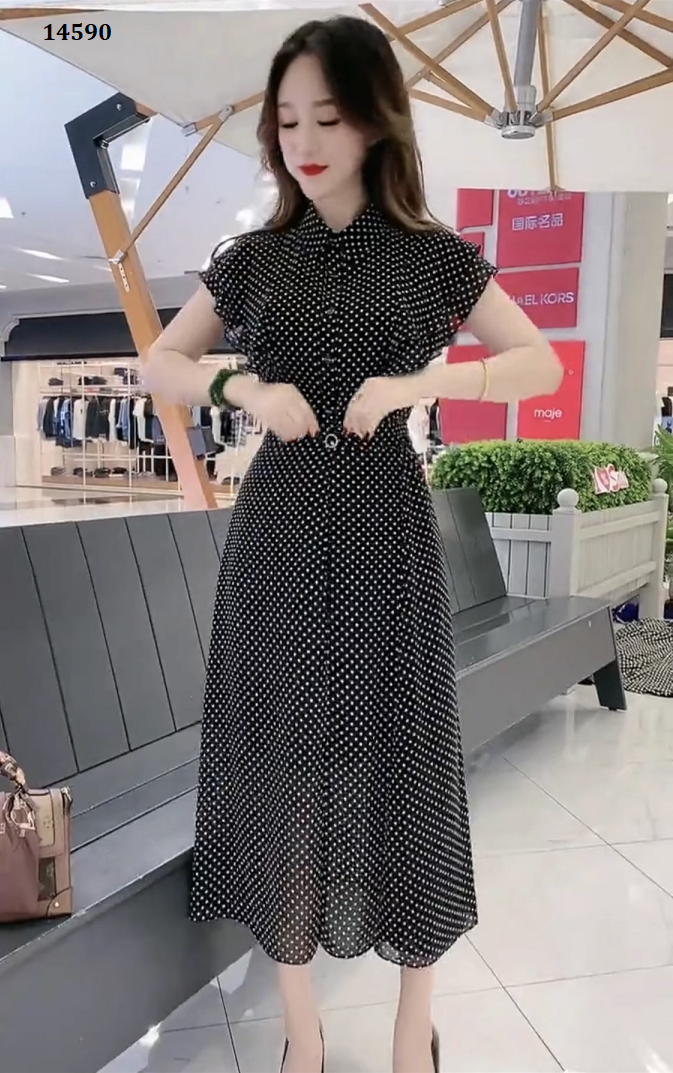 14590-Set đầm bi  2 kiểu cổ bẻ  tay tiên cách điệu (voan, lót)_thumbnail_0