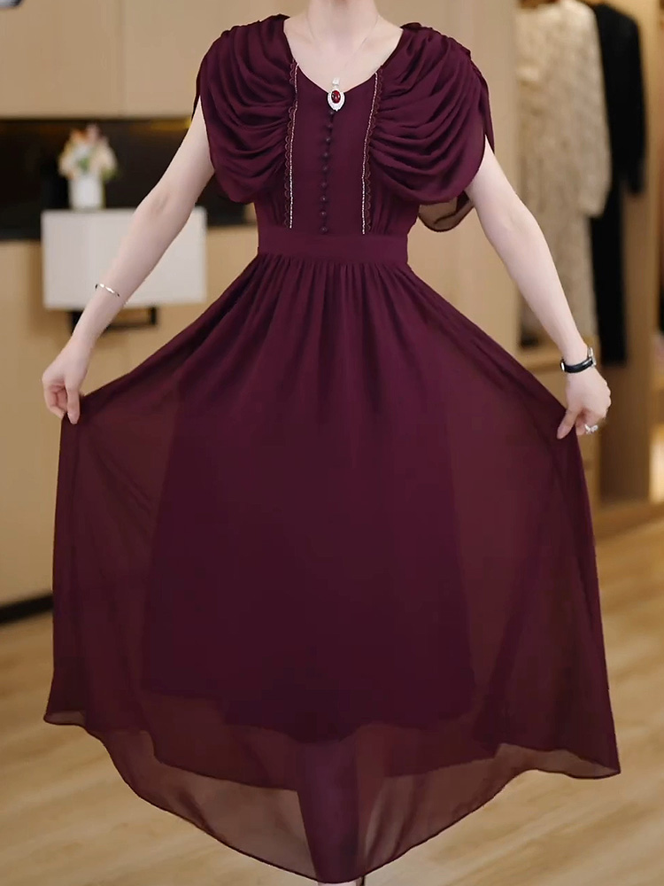 14699-Đầm voan dự tiệc cao cấp phối tay xếp ly che khuyết điểm (voan, lót thun) 14699_thumbnail_0