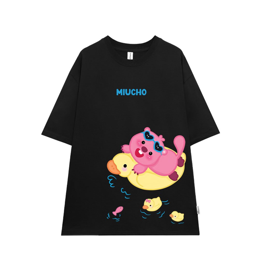 Áo thun Loopy Hải Ly local brand form rộng ATD675 Miucho cotton cổ tròn in mix_thumbnail_10