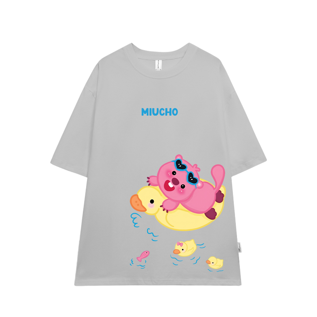 Áo thun Loopy Hải Ly local brand form rộng ATD675 Miucho cotton cổ tròn in mix_thumbnail_11