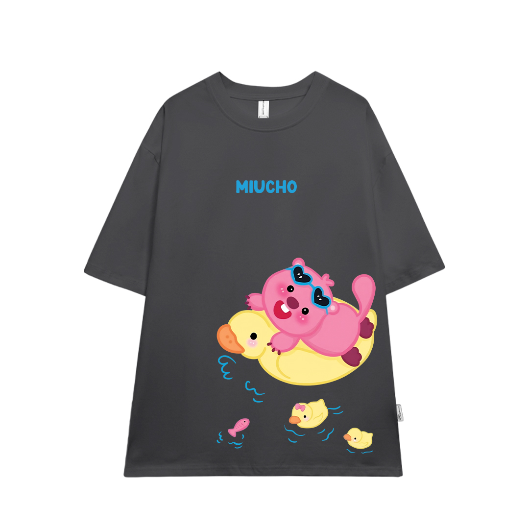 Áo thun Loopy Hải Ly local brand form rộng ATD675 Miucho cotton cổ tròn in mix_thumbnail_13