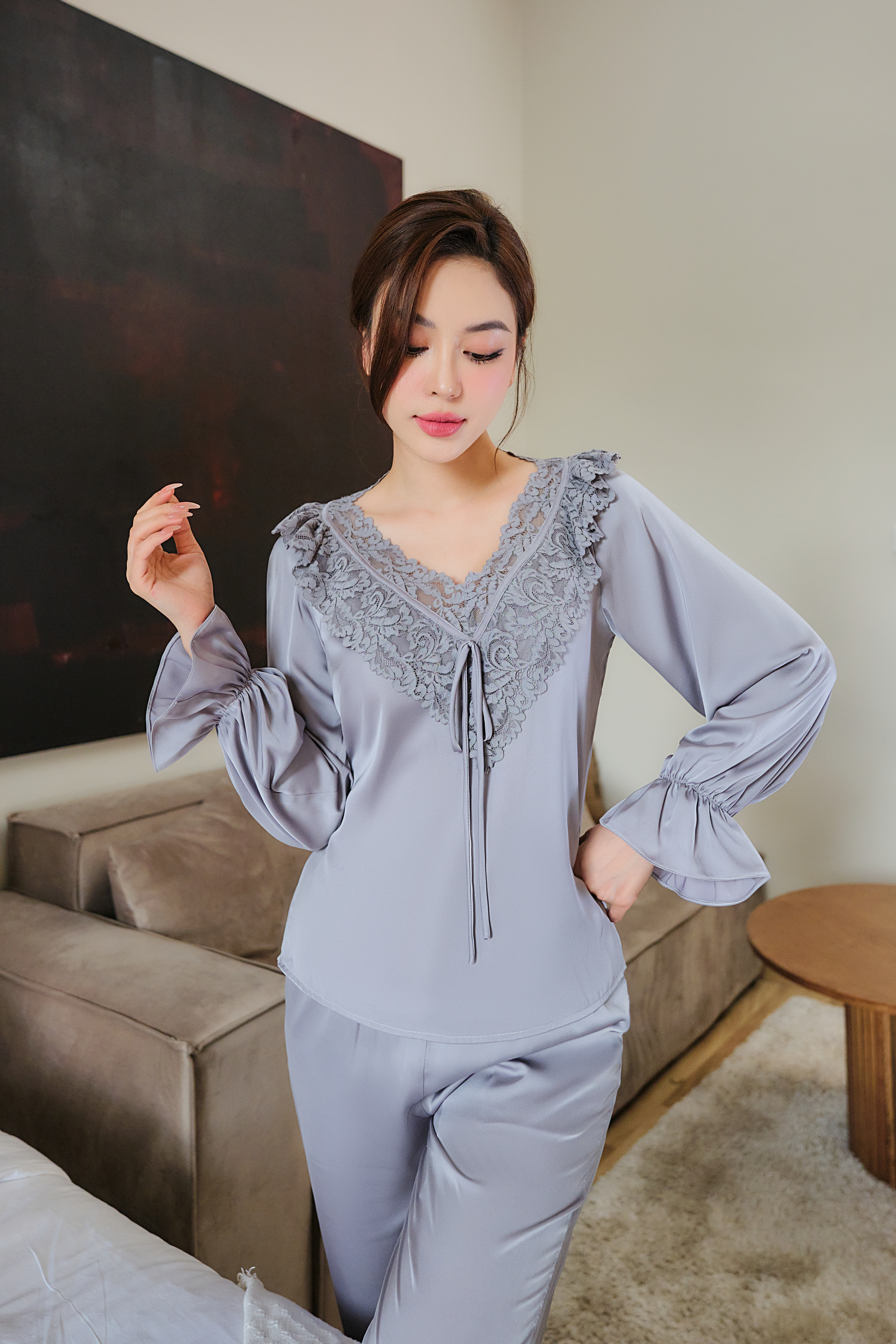 Bộ ngủ áo dài, quần dài BN459