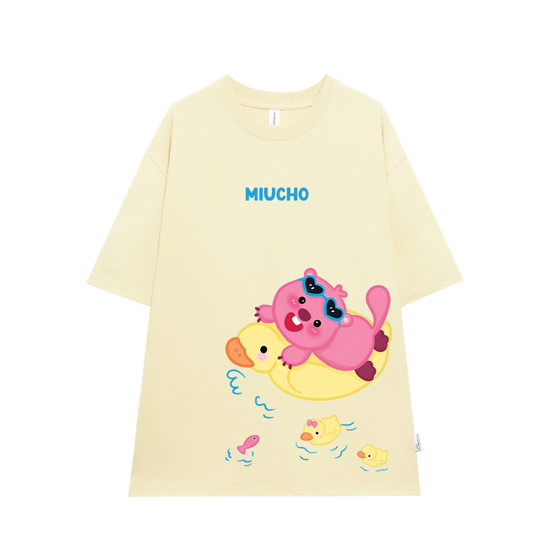 Áo thun Loopy Hải Ly local brand form rộng ATD675 Miucho cotton cổ tròn in mix_thumbnail_9