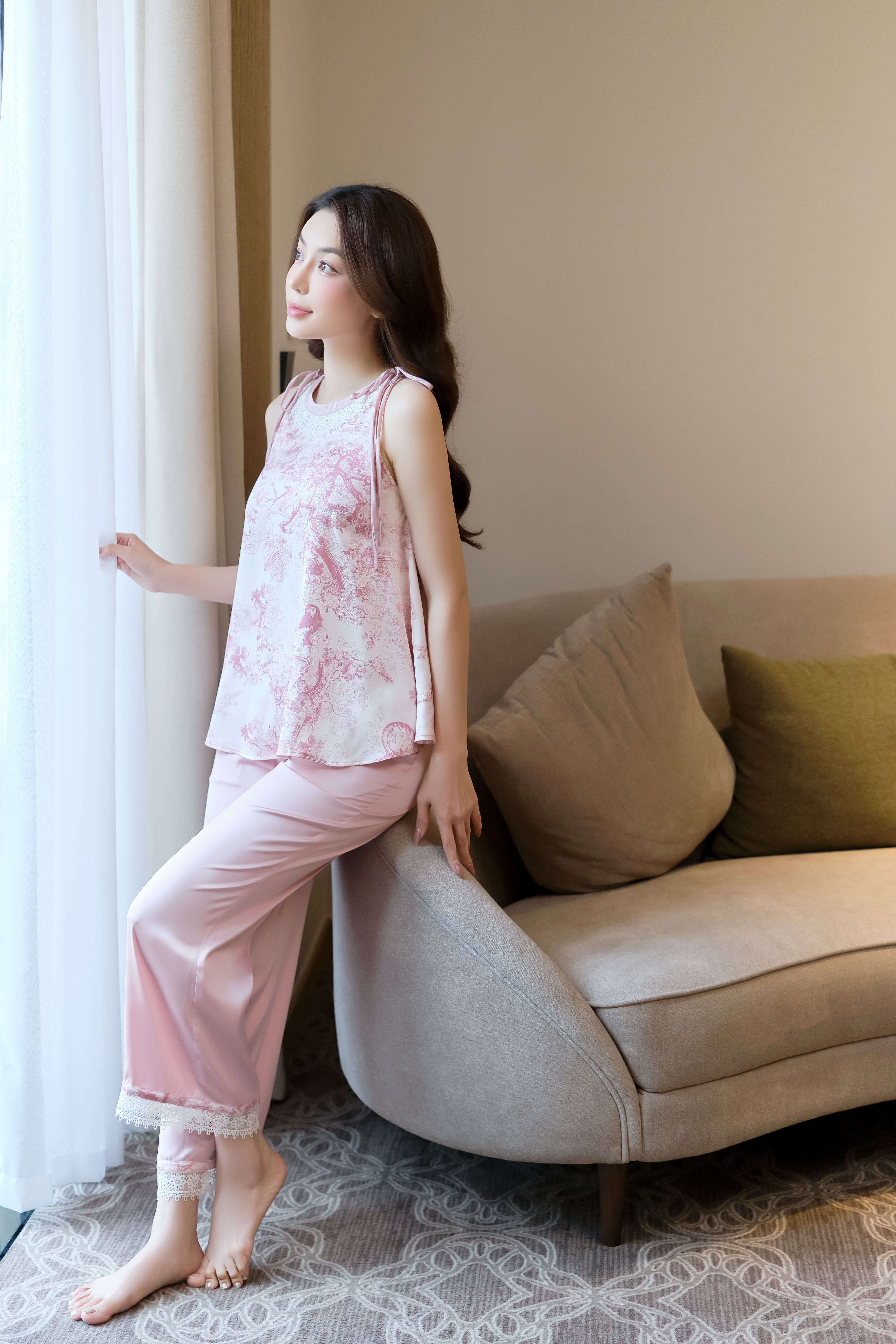 Bộ ngủ áo yếm, quần dài BN485