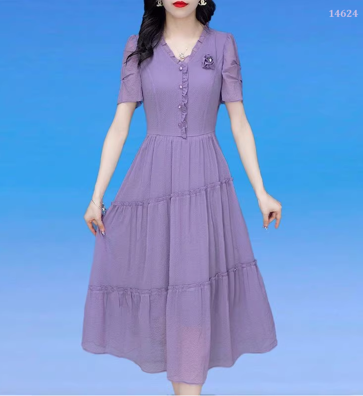 14624-Đầm  voan xòe  tà  xéo cách điệu ( voan , lót lụa  habutai)_thumbnail_1