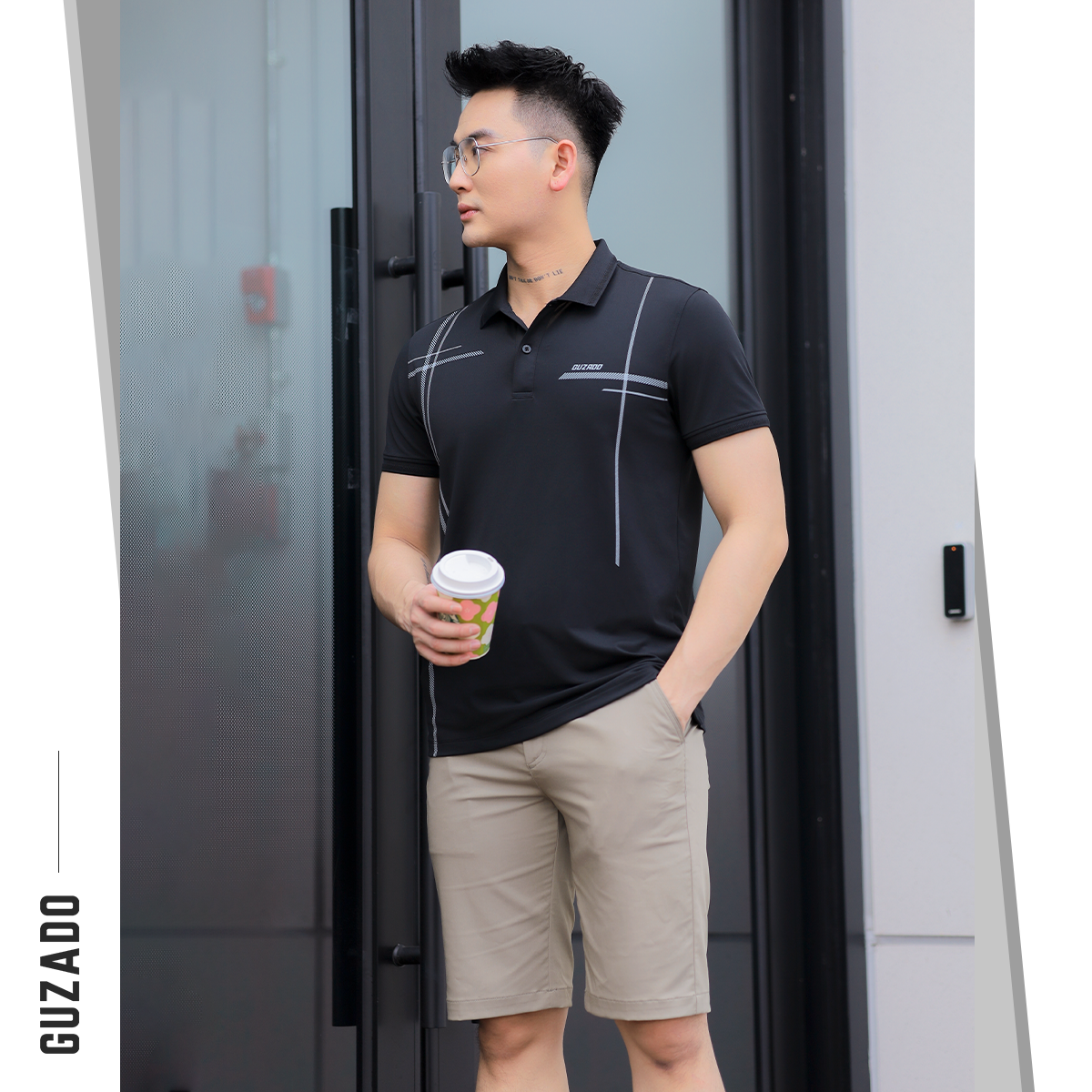 Áo Polo Nam GUZADO Sọc Thể Thao Nam Tính Sang Trọng GPS209