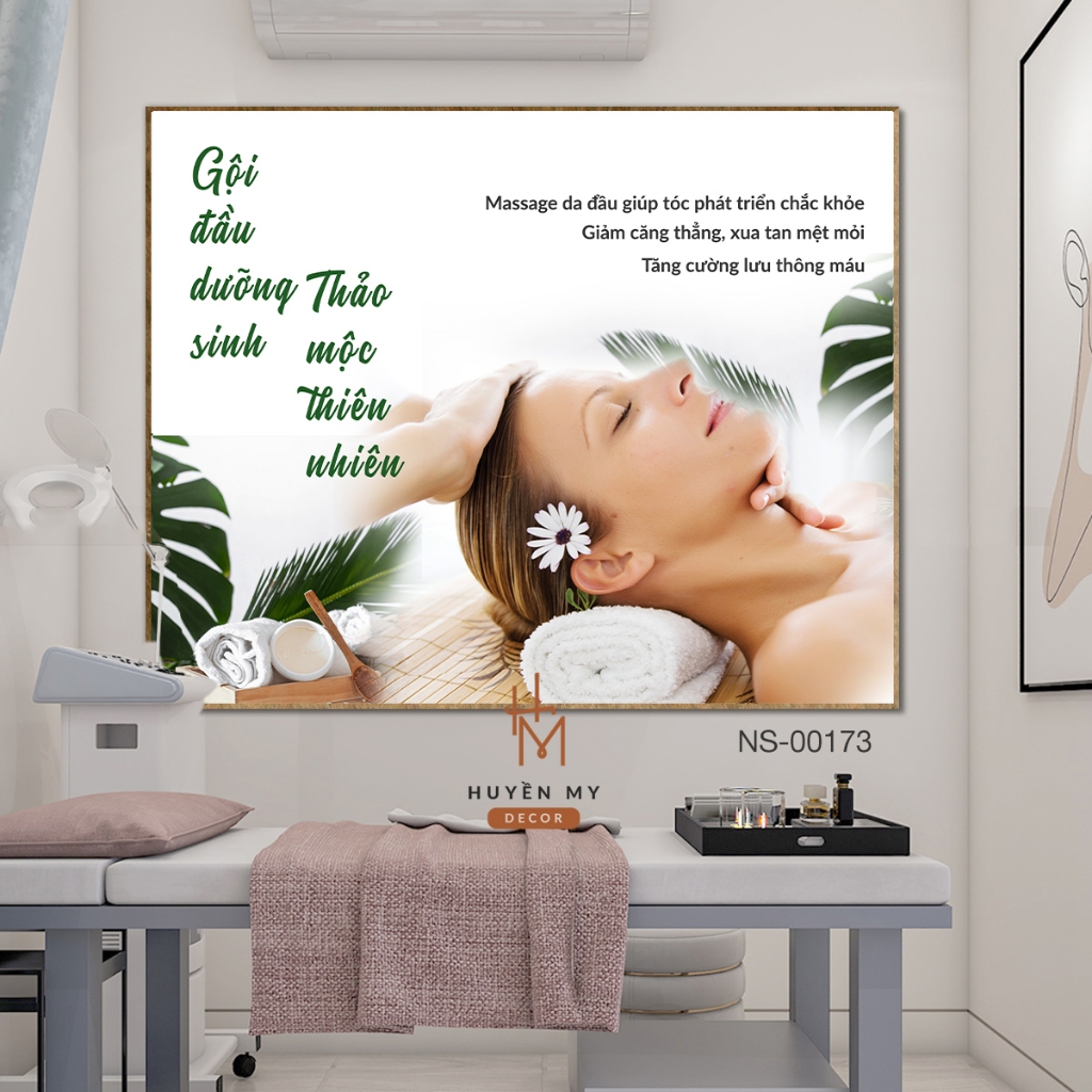 ( Nhiều mẫu) Tranh Dán Tường Spa, Gội Đầu Dưỡng Sinh, Massage Phong Cách Hiện Đại - Huyền My Decor