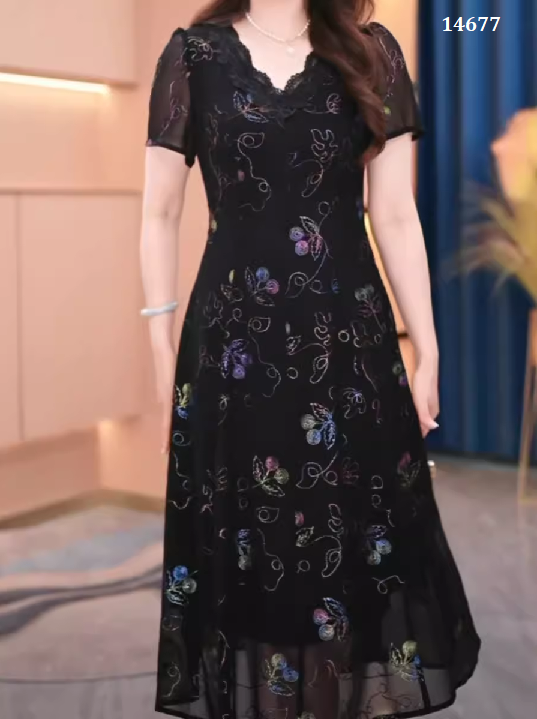 14677-Đầm voan A thêu chỉ nổi 7 màu cách điệu ( voan thêu, lót lụa habutai)_thumbnail_1