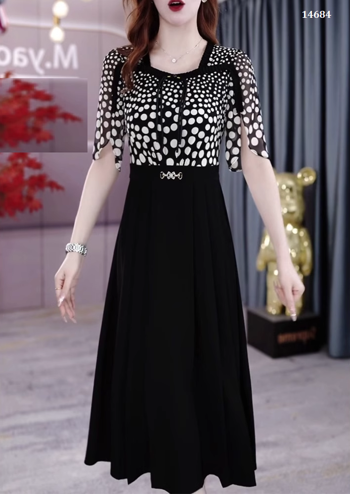 14684-Đầm xỏe phối voan  bi tròn tay lở cách điệu ( poly 2 da, voan)_thumbnail_0