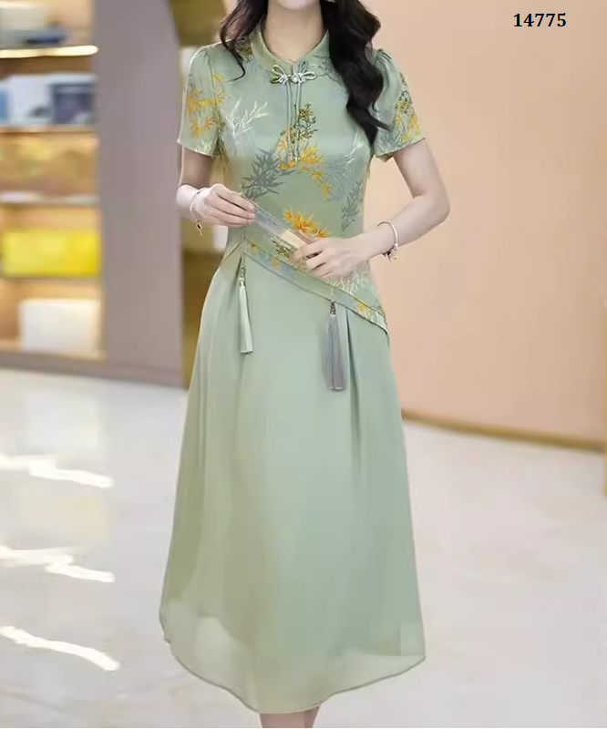 14775-Đầm suông A cổ tàu phối vạt cutout cách điệu ( lụa mango, voan)_thumbnail_1