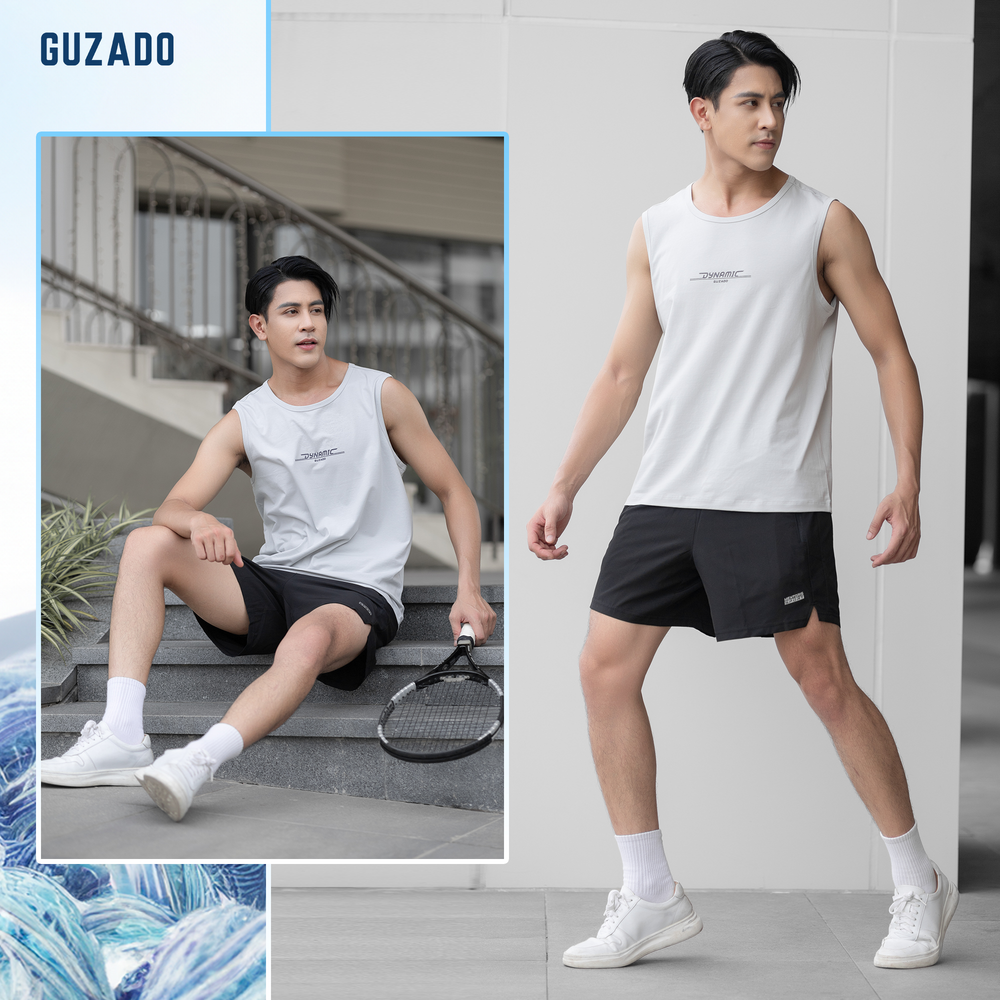 Áo Tanktop Nam GUZADO Ba Lỗ Trơn, Thể Thao GTT02