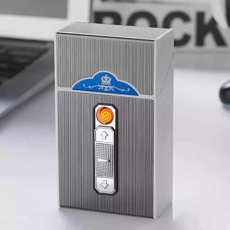 Hộp Đựng Tích Hợp Bật Lửa Chống Gió Điện Tử Cao Cấp