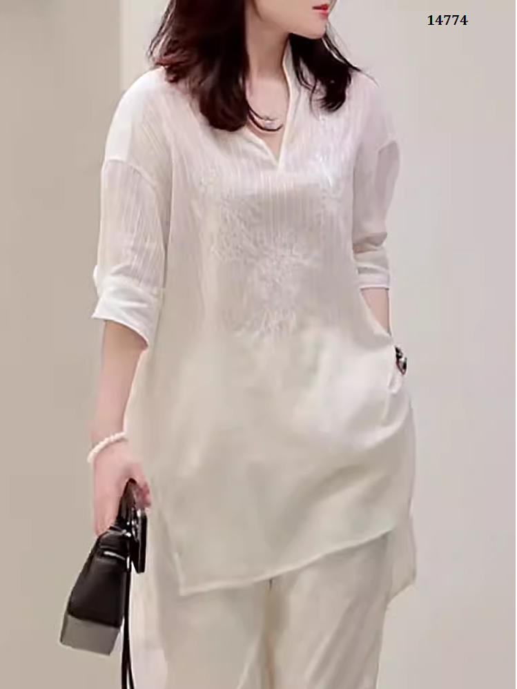14774-Set  bộ áo  fom rộng in hoa kèm  quần suông trắng ( vải thô)_thumbnail_1