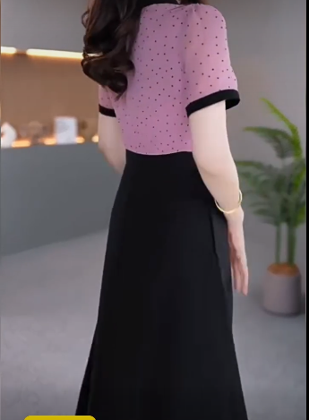 14762-Đầm xòe công sở đen phối tím viền eo 14762_thumbnail_2