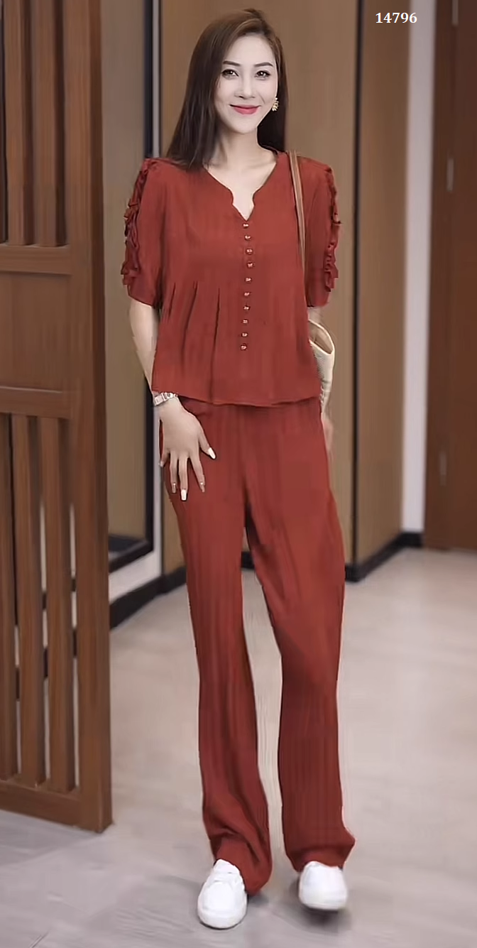 14796-Set bộ áo tay phồng cổ cách điệu kèm quần ống suông ( lụa đũi)_thumbnail_1