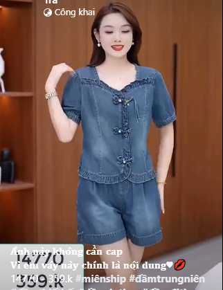 14770-Set bộ  sọt  jean  nhún viền  bèo  kết nút cách điệu ( jeandenim)_thumbnail_0