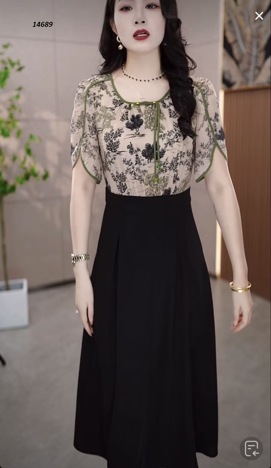 14689-Đầm xòe đen phối họa tiết nền xám hoa (voan) 14689_thumbnail_0