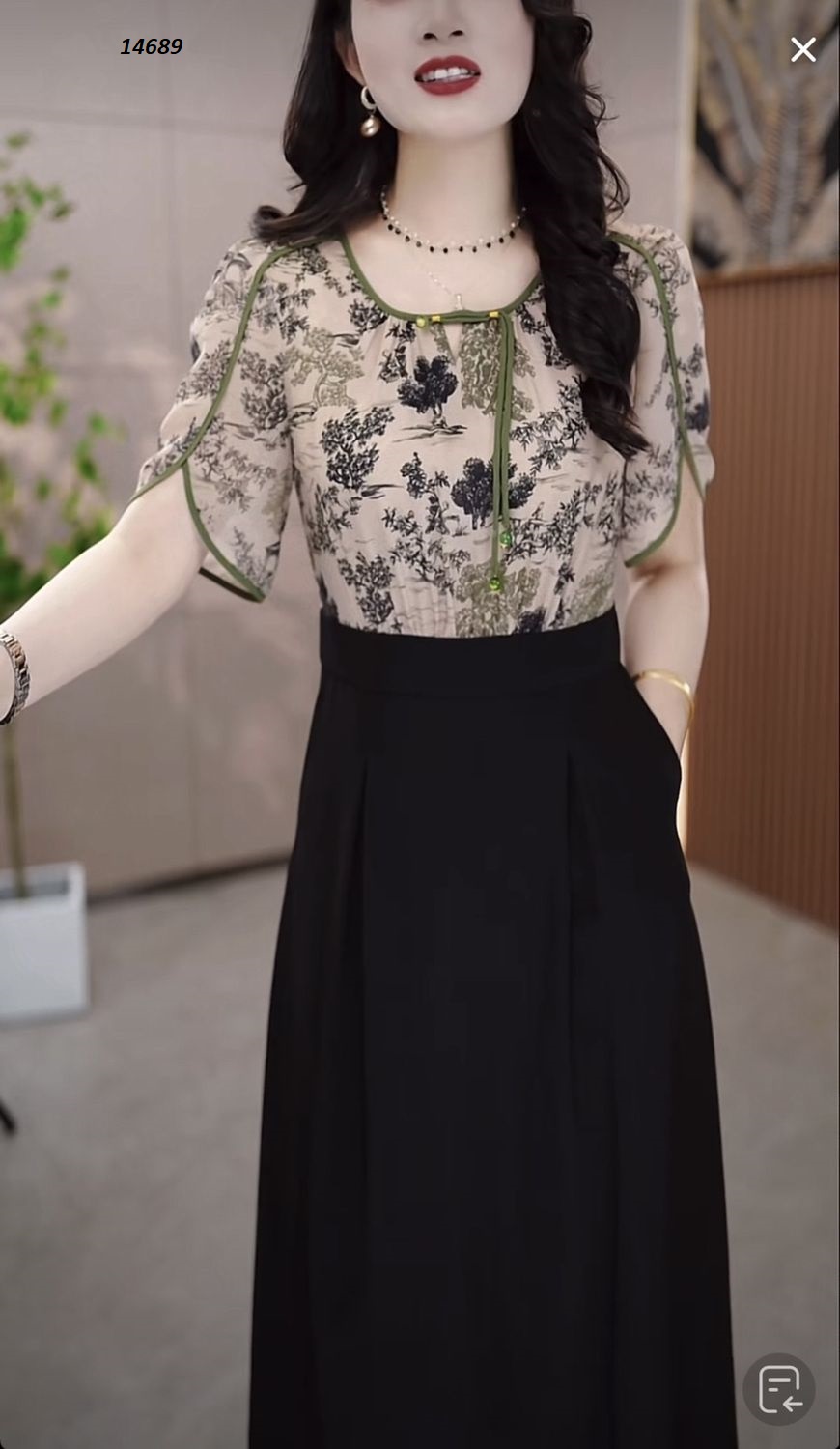 14689-Đầm xòe đen phối họa tiết nền xám hoa (voan) 14689_thumbnail_5