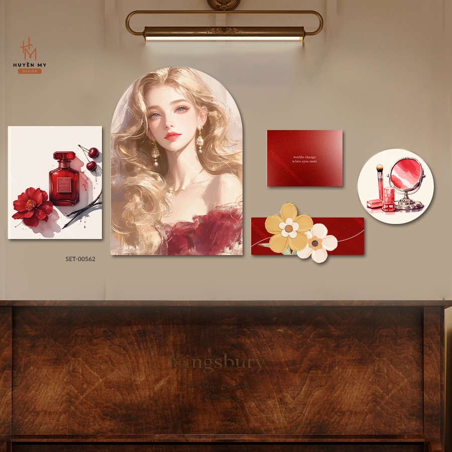 Set 5 Tranh Dán Tường Cô Gái Nghệ Thuật, Trang Trí Phòng Makeup, Spa, Tiêm Filler, Tiệm Nails- Huyền My Decor