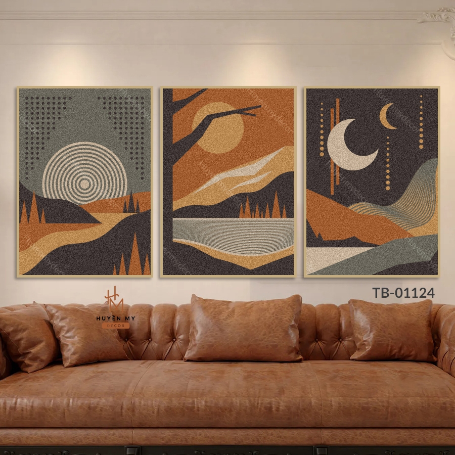 Bộ 3 Tranh Treo Tường Canvas, Nhiều Mẫu Hiện Đại, Trừu Tượng, Trang Trí Phòng Khách, Phòng Ngủ