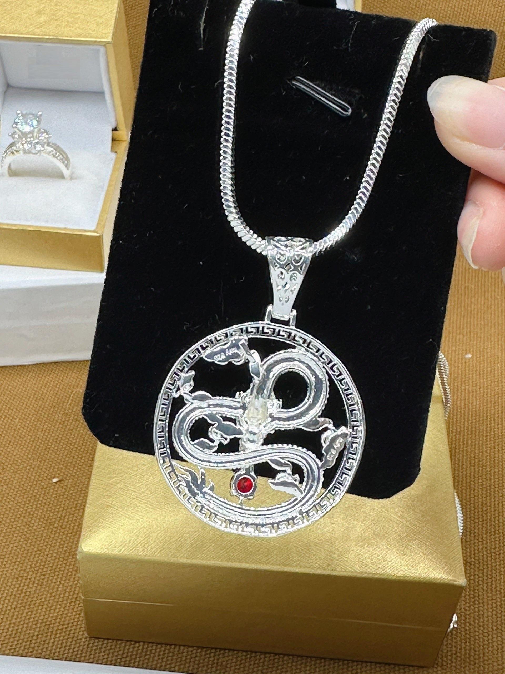 [May jewels] Vòng cổ, Dây Chuyền Mặt Rồng đính đá ruby giả Trang sức mỹ ký cho Nam_thumbnail_1