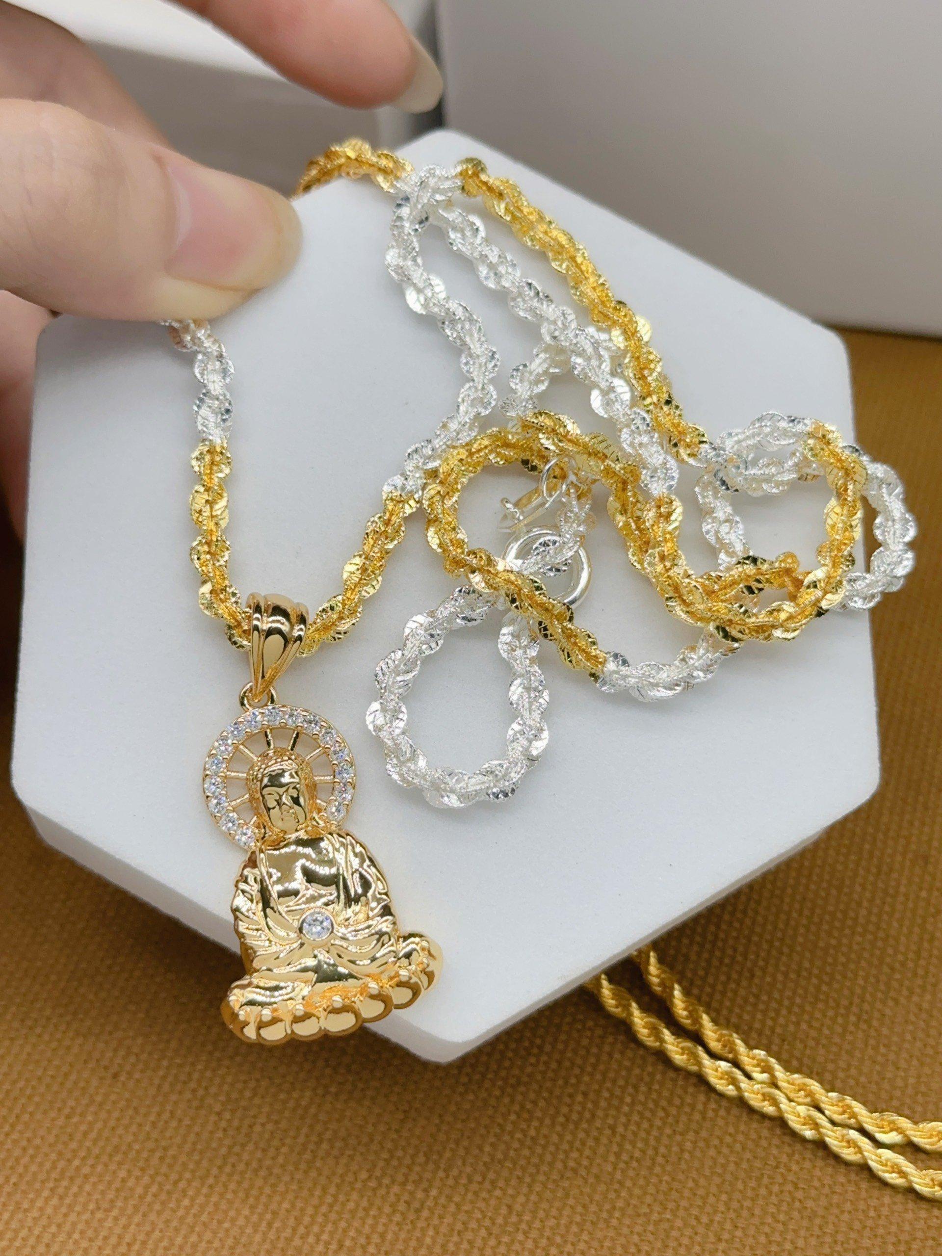 [May jewels] Dây truyền mặt Phật bà Quan Âm hai tông màu Trang Sức Vòng Cổ dành cho cả Nam và Nữ_thumbnail_3