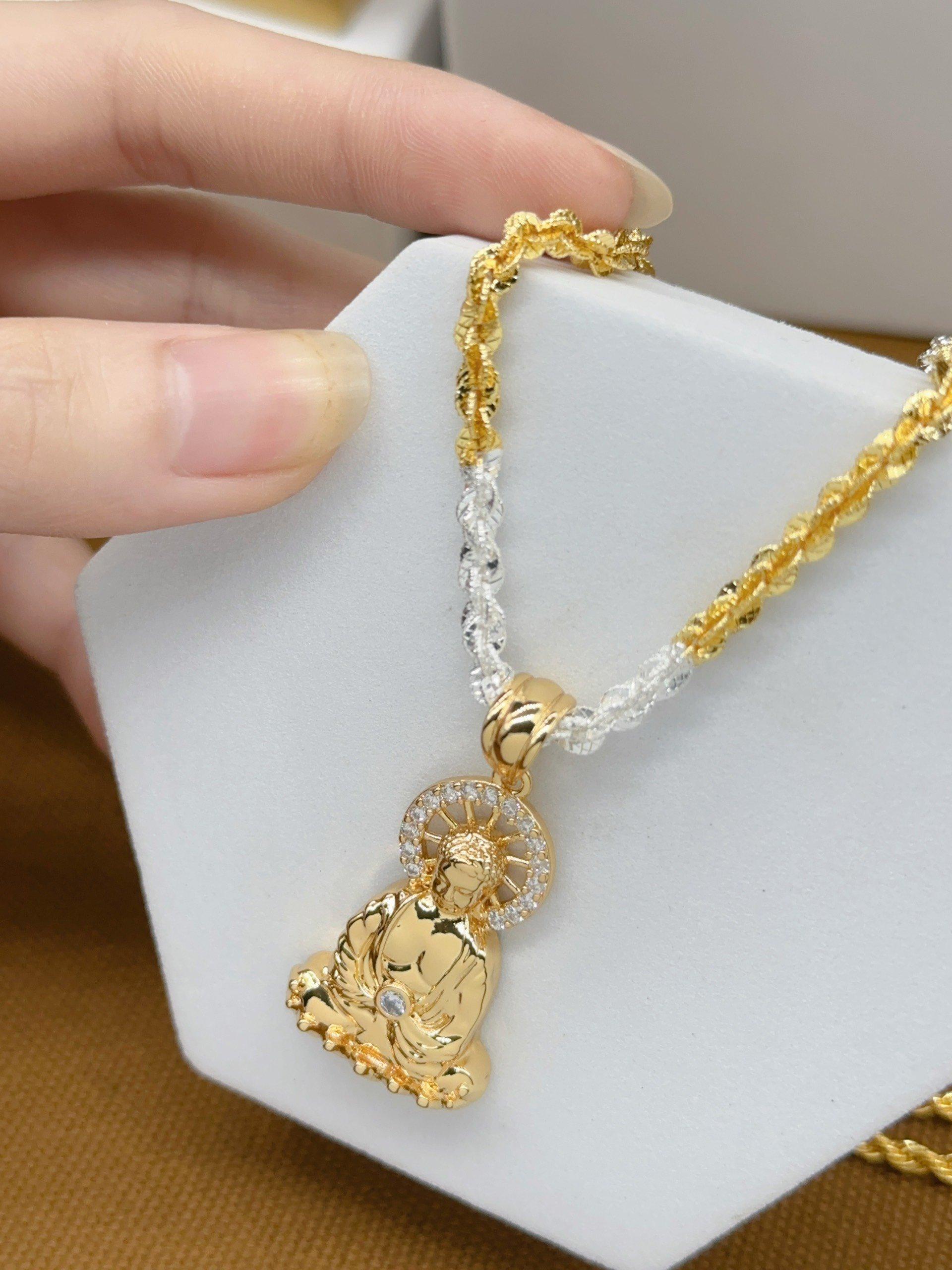 [May jewels] Dây truyền mặt Phật bà Quan Âm hai tông màu Trang Sức Vòng Cổ dành cho cả Nam và Nữ_thumbnail_1
