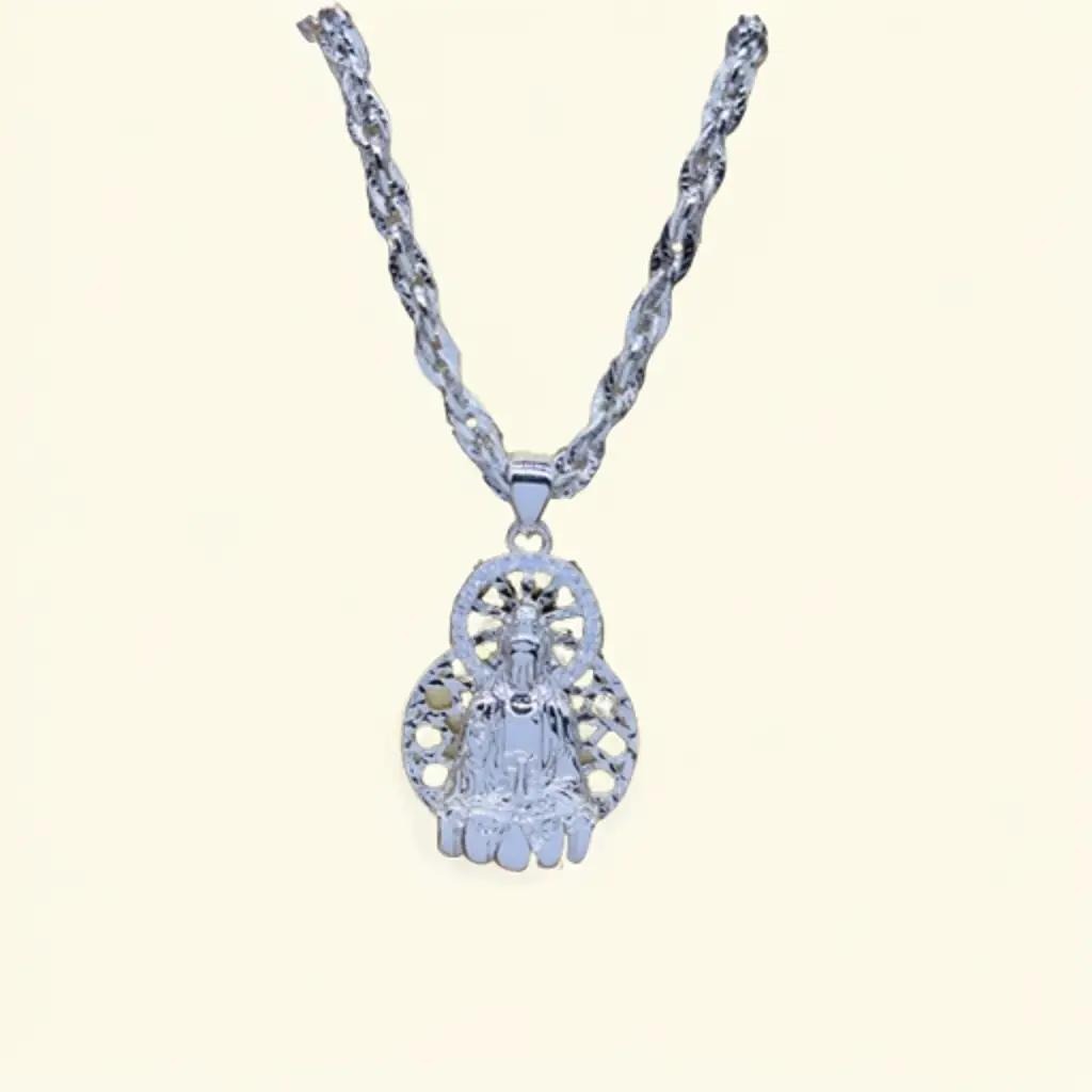 [May jewels] Dây chuyền Mạ bạc Mặt Phật Quan Thế Âm - Vòng Cổ Cho Bà Và Các Chị Em_thumbnail_3